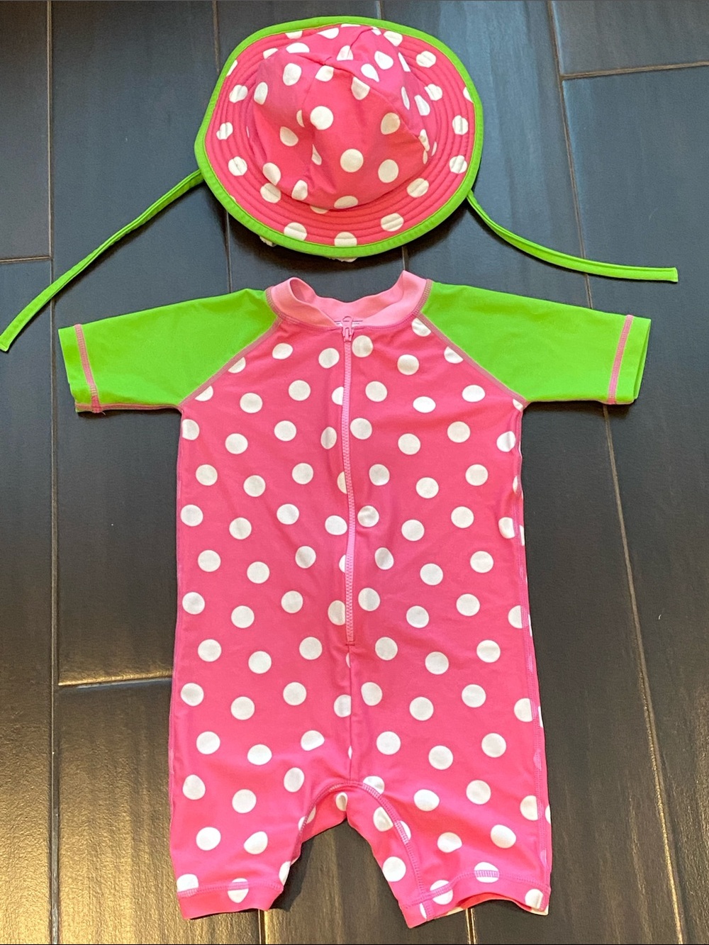 Hanna Anderson Swimsuit size 90 with Matching Hat